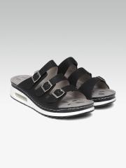 Carlton London Women Black Solid Sandals