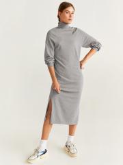 MANGO Women Grey Solid Sweater Dress