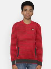 Little Kangaroos Boys Red & Grey Striped Sweatshirt