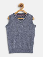 Tommy Hilfiger Boys Blue Solid Sweater