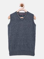 Tommy Hilfiger Boys Blue Solid Sweater