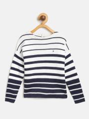 Tommy Hilfiger Girls Navy & White Striped Sweater