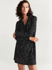 MANGO Women Black & White Printed Shirt Dress