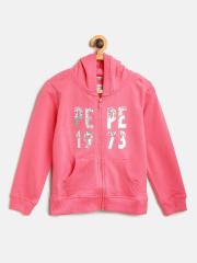 Pepe Jeans Girls Pink Printed Hooded Sweatshirt