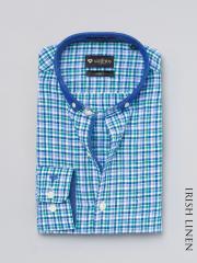 INVICTUS Blue Checked Slim Fit Pure Linen Formal Shirt