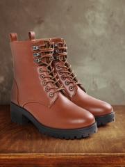 The Roadster Lifestyle Co Women Brown Solid Mid-Top Heeled Boots