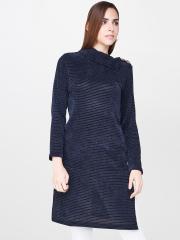 AND Women Navy Blue Solid Tunic