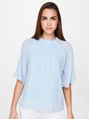 AND Women Blue Solid Top