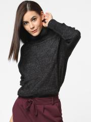 ONLY Women Black Solid Pullover Sweater