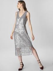 Vero Moda Women Sequinned Grey Sheath Dress