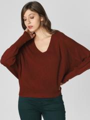 Vero Moda Women Rust Brown Solid Sweater