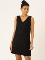 MANGO Women Black Embellished Sheath Dress