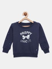 Gini and Jony Girls Blue Printed Sweatshirt