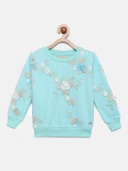 Gini and Jony Girls Blue Embellished Sweatshirt