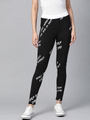 Kook N Keech Women Black & White Printed Leggings