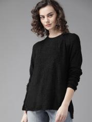 Roadster Women Black Solid Sweater