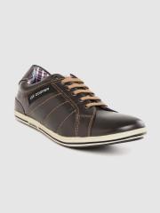 Lee Cooper Men Coffee Brown Leather Sneakers