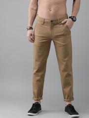 Roadster Men Camel Brown Regular Fit Solid Chinos