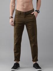 Roadster Men Brown Regular Fit Solid Chinos