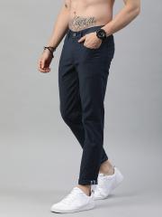 Roadster Men Navy Blue Regular Fit Solid Regular Trousers