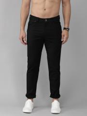 Roadster Men Black Regular Fit Solid Regular Trousers