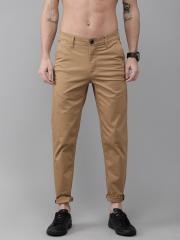 Roadster Men Khaki Regular Fit Solid Chinos