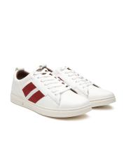 Carlton London Men White & Maroon Sneakers