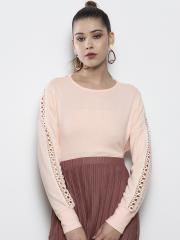 DOROTHY PERKINS Women Pink Solid Pullover Sweater