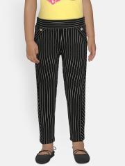 Peppermint Girls Black Striped Jeggings