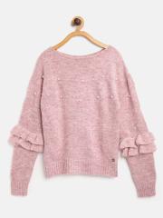 Gini and Jony Girls Pink Beaded Pullover Sweater