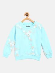 Gini and Jony Girls Blue Embellished Sweatshirt