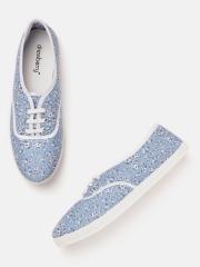 DressBerry Women Blue & White Printed Sneakers