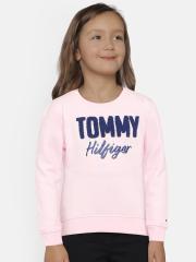 Tommy Hilfiger Girls Pink Embroidered Sweatshirt