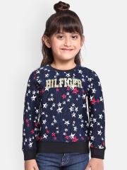 Tommy Hilfiger Girls Navy Blue Printed Sweatshirt