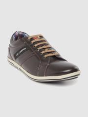 Lee Cooper Men Coffee Brown Leather Sneakers