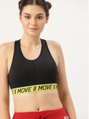 Dressberry Black & Grey Melange Solid Non Wired Lightly Padded Sports Bra  for women price in India on 7th March 2024