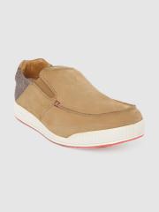 Woodland Men Camel Brown Solid Nubuck Slip-On Sneakers