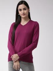 Madame Women Magenta Solid Sweater