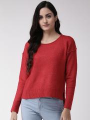 Madame Women Red Solid Sweater