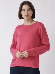 Madame Women Pink Solid Sweater