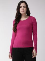 Madame Women Magenta Solid Sweater