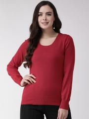 Madame Women Red Solid Sweater