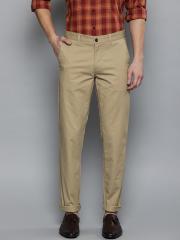 Louis Philippe Sport Men Khaki Slim Fit Printed Regular Smart Casual Trousers