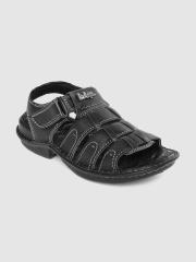 Lee Cooper Men Black Leather Comfort Sandals