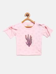 Gini and Jony Girls Pink Printed Top