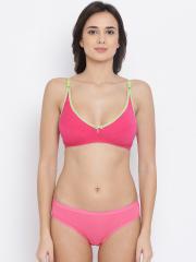 Clovia Women Pink Solid Lingerie Set COMBBP59332B