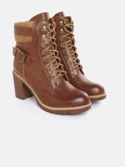 Roadster Women Brown Solid Mid-Top Heeled Boots