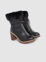 Roadster Women Black Solid Mid-Top Heeled Boots