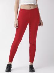 Madame Women Red Solid Winter Leggings