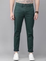 Roadster Men Green Regular Fit Solid Chinos